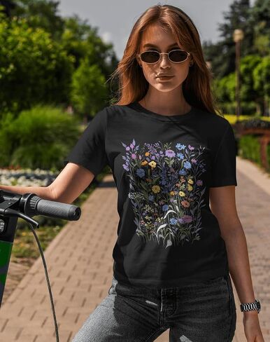 Women's Floral Graphic Loose Tees Boho Wildflower T-Shirt Short Sleeve Casual Tops in Saudi Arabia