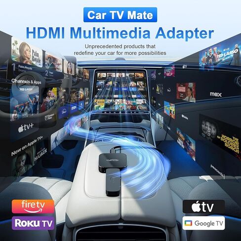 3 in 1 Car TV Mate Pro with Wireless Carplay Adapter & Android Auto Adapter, HDMl Multimedia TV Stick Converter, Cast Fire T V/Game/YouTube/Netflix to Car for Wired CarPlay and Most Streaming (Black) in Saudi Arabia