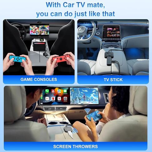 3 in 1 Car TV Mate Pro with Wireless Carplay Adapter & Android Auto Adapter, HDMl Multimedia TV Stick Converter, Cast Fire T V/Game/YouTube/Netflix to Car for Wired CarPlay and Most Streaming (Black) in Saudi Arabia