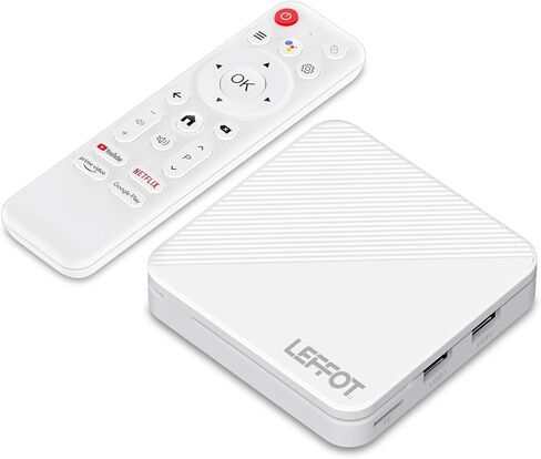 جهاز بث Android 14.0 TV Box 2025 LEFFOT H313 4K Ultra HD للتلفزيون، وذاكرة وصول عشوائي 2 جيجابايت + 8 جيجابايت ROM، صندوق تلفزيون ذكي مع جهاز تحكم صوتي، HDR 10، 2.4G و5G WiFi 6 in Kuwait