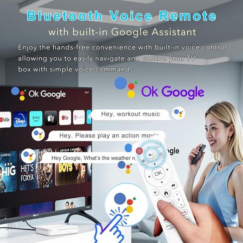جهاز بث Android 14.0 TV Box 2025 LEFFOT H313 4K Ultra HD للتلفزيون، وذاكرة وصول عشوائي 2 جيجابايت + 8 جيجابايت ROM، صندوق تلفزيون ذكي مع جهاز تحكم صوتي، HDR 10، 2.4G و5G WiFi 6 in Kuwait