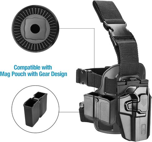 Universal Tactical Drop Leg Holster, Optic Cut-Fit Most Pistol, Thigh Holster for Glock 17 19 19X 43X 26, Beretta 92FS, M&P 9mm/.40, Sig P320, Hellcat Pro, Echelon 4.0C/4.5F, Canik TP9 SFx,1911 & More in Kuwait