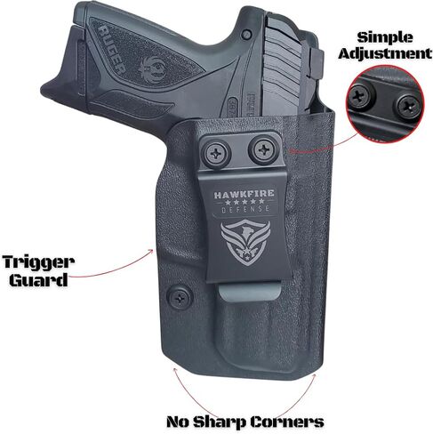 مناسب لحافظة Ruger Security 380 IWB Kydex - حزام خصر داخلي مخفي، نحيف وآمن مع الاحتفاظ بالنقر المسموع، تصميم متين خفيف الوزن - مصنوع بواسطة HAWKFIRE in Saudi Arabia