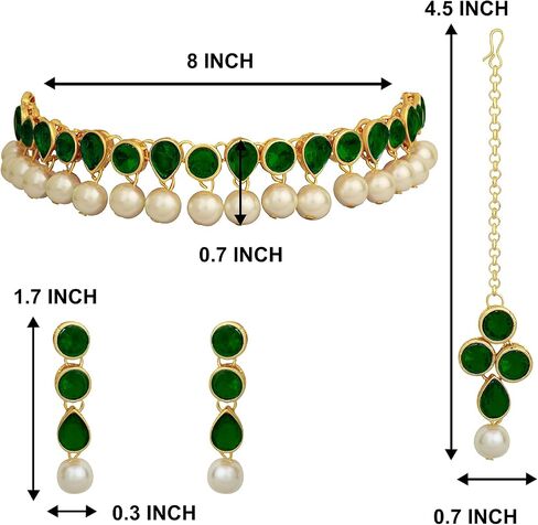 Aheli Kundan Pearl Traditional Ethnic Choker Necklace Earring Maangtikka Jewelry Set Gift for Women in Saudi Arabia