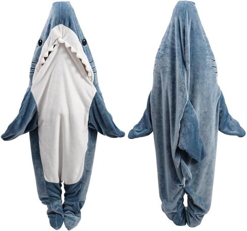 قطعة واحدة من Gudina Shark Onesie، بطانية القرش ذات القلنسوة للبالغين، حقيبة نوم سمك القرش (XXXL) in Kuwait