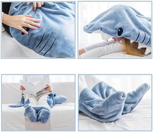 قطعة واحدة من Gudina Shark Onesie، بطانية القرش ذات القلنسوة للبالغين، حقيبة نوم سمك القرش (XXXL) in Kuwait