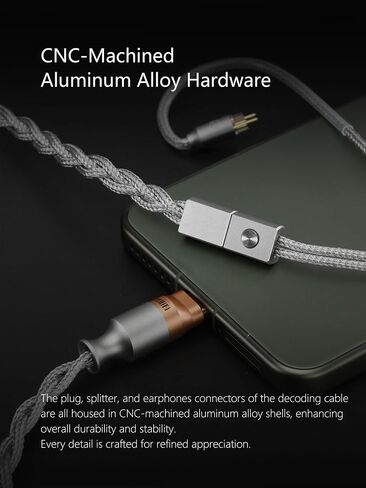 كابل سماعة أذن DD ddHiFi M198C USB-C، صوت هاي فاي مجدول من النايلون مع موصل MMCX وفك تشفير عالي الأداء يدعم مكالمات الميكروفون المتوافقة مع هاتف iPhone iPad الذكي in Kuwait