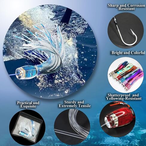 VIKETECH 12’’ 8oz Resin Saltwater Trolling Lure Big Game Deep Sea Offshore Fishing Lures for Tuna Marlin Mahi Mahi Wahoo Included Mesh Bag in Saudi Arabia