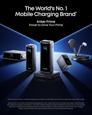 باور بانك Anker Prime، شاحن محمول 20,100 مللي أمبير في الساعة بثلاثة منافذ مع مخرج 220 وات بحد أقصى، شحن ثنائي الاتجاه، معتمد من TSA، التحكم في التطبيقات، لأجهزة MacBook وiPhone 17/16 Series والمزيد (القاعدة غير متضمنة) in Saudi Arabia