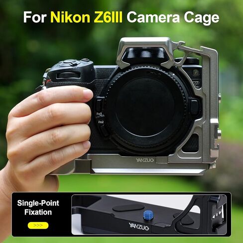 قفص كاميرا كامل لكاميرا Nikon Z6 III، منصة ألومنيوم مؤكسدة خفيفة الوزن مع لوحة Arca-Swiss مقاس 38 مم، إطلاق سريع، قفل ثنائي النقاط لإنتاج Gimbal والفيديو (تيتانيوم) (أسود) in Kuwait