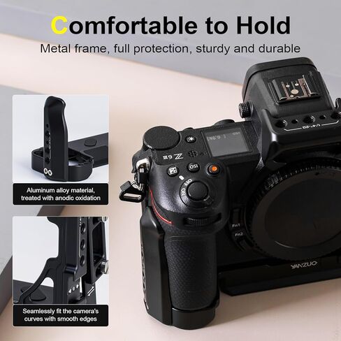 قفص كاميرا كامل لكاميرا Nikon Z6 III، منصة ألومنيوم مؤكسدة خفيفة الوزن مع لوحة Arca-Swiss مقاس 38 مم، إطلاق سريع، قفل ثنائي النقاط لإنتاج Gimbal والفيديو (تيتانيوم) (أسود) in Kuwait