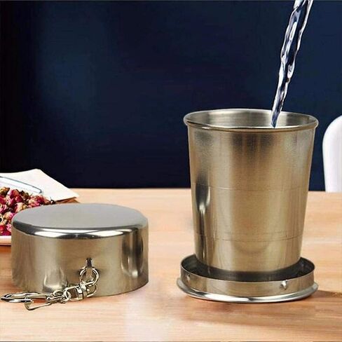 1Pc Stainless Steel Drinking Cup, Camping Cup Foldable 150ml Shatterproof Outdoor Portable Telescopic, Suitable For Outdoor Travel And Hiking in Saudi Arabia