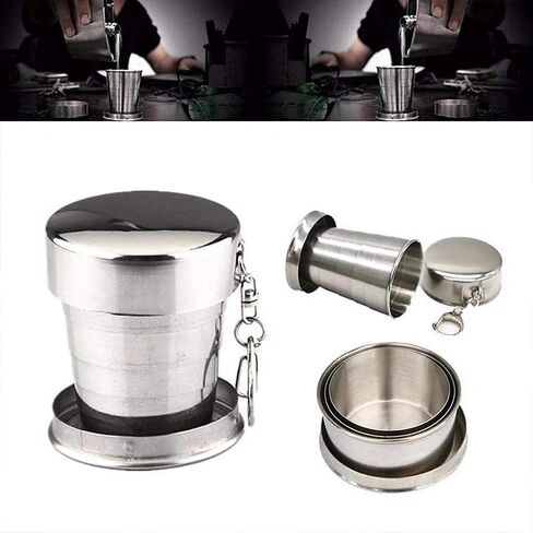1Pc Stainless Steel Drinking Cup, Camping Cup Foldable 150ml Shatterproof Outdoor Portable Telescopic, Suitable For Outdoor Travel And Hiking in Saudi Arabia