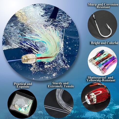 VIKETECH 12’’ 8oz Resin Saltwater Trolling Lure Big Game Deep Sea Offshore Fishing Lures for Tuna Marlin Mahi Mahi Wahoo Included Mesh Bag in Saudi Arabia