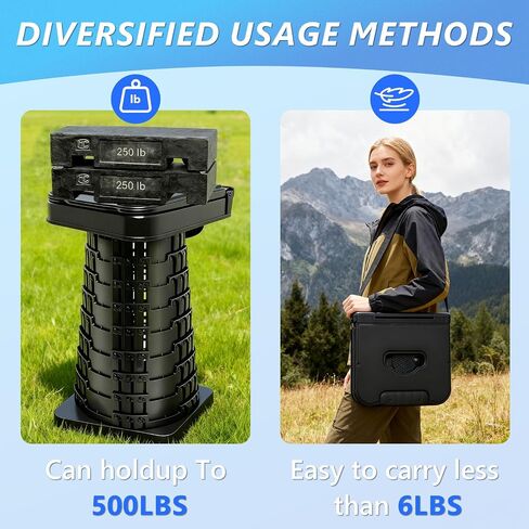 Upgraded Collapsible Stool with Backrest, Portable Telescopic Seat with Carry Bag, Square Folding Stool for Camping Gardening Fishing Hiking BBQ, Max Load Capacity 550lbs in Saudi Arabia