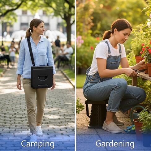 Upgraded Collapsible Stool with Backrest, Portable Telescopic Seat with Carry Bag, Square Folding Stool for Camping Gardening Fishing Hiking BBQ, Max Load Capacity 550lbs in Saudi Arabia
