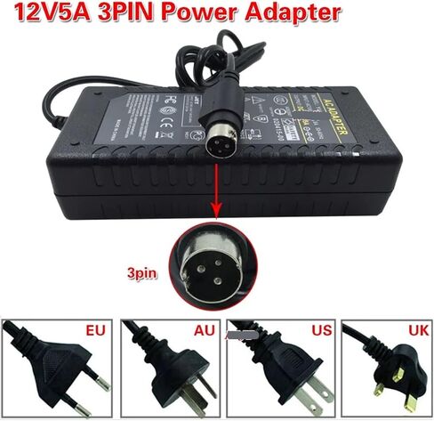 Power Adapter 3pin AC110V/220V to DC12V5A 3-Hole 3-Port(US Plug) in Saudi Arabia