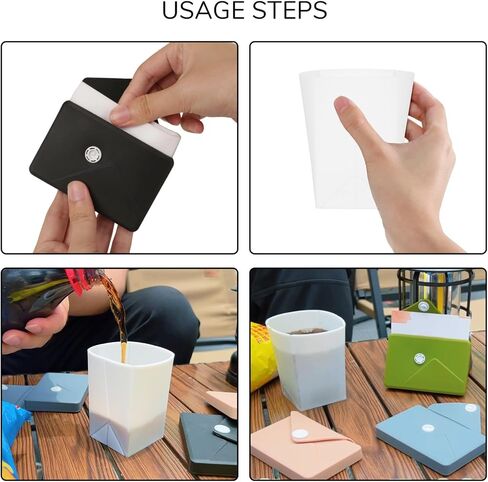 Silicone Collapsible Travel Cup, Foldable Water Cup with Card Bag - Portable Leak-Proof Reusable Mug for Camping, Hiking, Sports (black) in Saudi Arabia