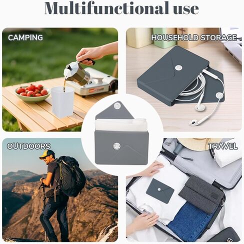 Silicone Collapsible Travel Cup, Foldable Water Cup with Card Bag - Portable Leak-Proof Reusable Mug for Camping, Hiking, Sports (black) in Saudi Arabia