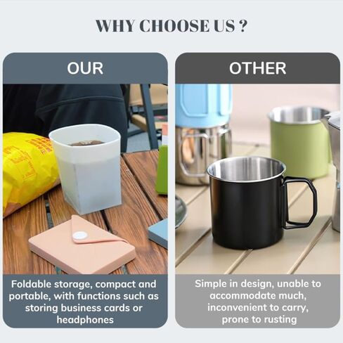 Silicone Collapsible Travel Cup, Foldable Water Cup with Card Bag - Portable Leak-Proof Reusable Mug for Camping, Hiking, Sports (black) in Saudi Arabia