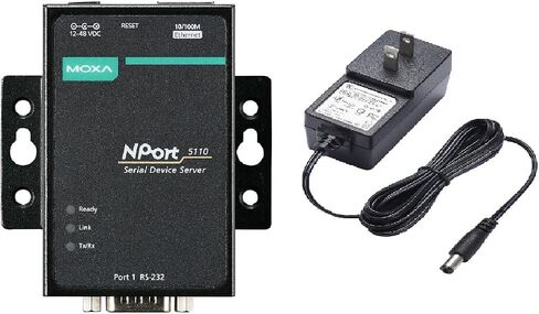 NPort 5110 w/Adapter - 1 Port RS-232 Device Server، محول متضمن. 10/100BaseT(X) منافذ (موصل RJ45)، DB9 ذكر (Moxa) in Saudi Arabia