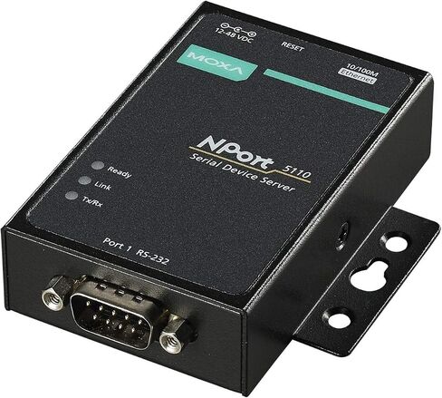 NPort 5110 w/Adapter - 1 Port RS-232 Device Server، محول متضمن. 10/100BaseT(X) منافذ (موصل RJ45)، DB9 ذكر (Moxa) in Saudi Arabia