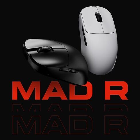ATKGEAR VXE MAD R Ultra-Lightweight Wireless Gaming Mouse – 36 g, PAW3395/3950 Optical Sensor, Dual 1K/8K Polling, Nordic 52840, Wired & 2.4 GHz, Ice-Feel Coating (MAD R +, White) in Saudi Arabia