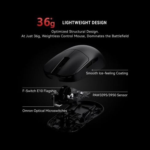 ATKGEAR VXE MAD R Ultra-Lightweight Wireless Gaming Mouse – 36 g, PAW3395/3950 Optical Sensor, Dual 1K/8K Polling, Nordic 52840, Wired & 2.4 GHz, Ice-Feel Coating (MAD R +, White) in Saudi Arabia