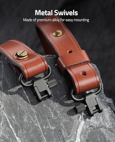 CVLIFE Gun Sling for Rifle Leather Two Point Sling Gun Sling with Removable Swivels, Adjustable Leather Rifle Sling for Outdoor Sports in Saudi Arabia