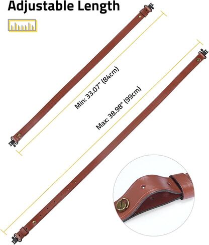 CVLIFE Gun Sling for Rifle Leather Two Point Sling Gun Sling with Removable Swivels, Adjustable Leather Rifle Sling for Outdoor Sports in Saudi Arabia