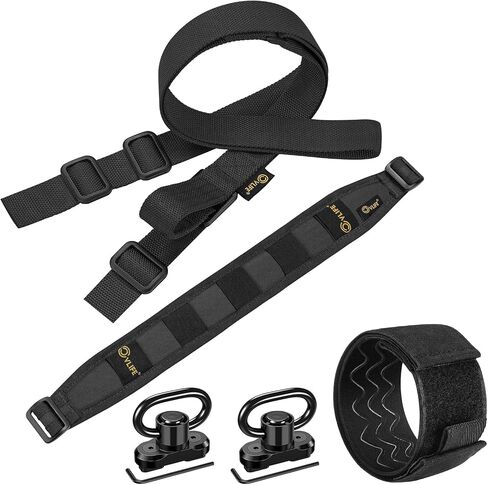 CVLIFE Two Point Sling Quick Adjust Rifle Sling Removable Wide Shoulder Pad Gun Sling with Elastic Sentry Strap and Sling Swivels in Saudi Arabia