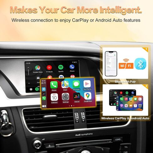 Wireless Carplay Android Auto لسيارة Audi A4 /A5/Q5 مع نظام 2G MMI، مجموعة Carplay التحديثية، دعم Android Auto اللاسلكي، YouTube، Mirrorlink، كاميرا عكسية in Kuwait