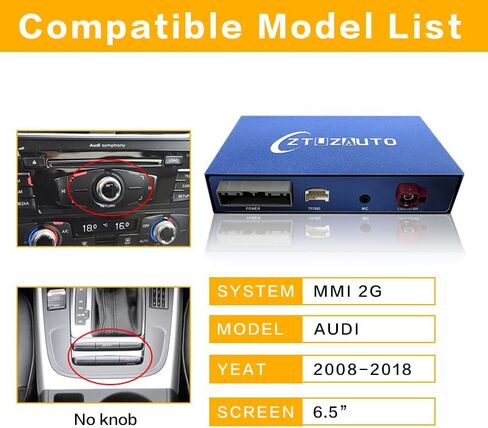 Wireless Carplay Android Auto لسيارة Audi A4 /A5/Q5 مع نظام 2G MMI، مجموعة Carplay التحديثية، دعم Android Auto اللاسلكي، YouTube، Mirrorlink، كاميرا عكسية in Kuwait