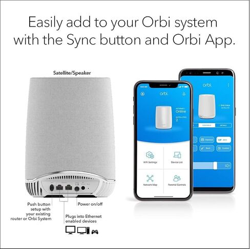 NETGEAR Orbi Voice Smart Speaker & WiFi Mesh Extender with Amazon Alexa Built-in (RBS40V), Works with Any WiFi Router (Renewed) in Saudi Arabia