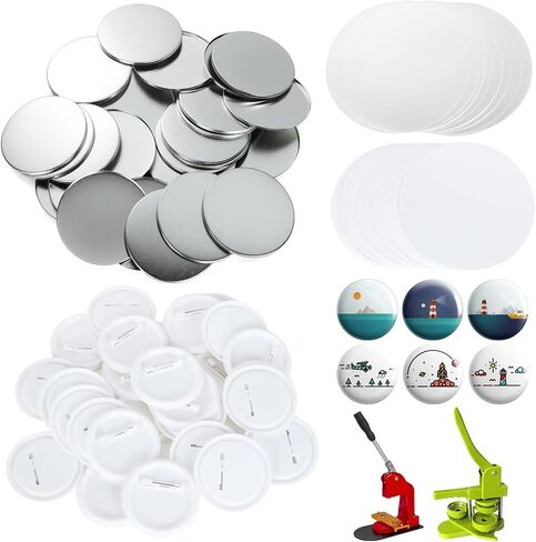 YAYODS 400 Pieces Button Maker Supplies 58mm/2.25 inch Button Supplies Round Badge Button Parts for Button Maker Machine, Includes Blank Pin Button Back Cover, Metal Cover, Clear Film, Blank Paper in Saudi Arabia