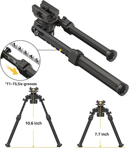 CVLIFE Picatinny Bipod لبندقية حبال مسمار Bipod مع محول ارتفاع قابل للتعديل قوي تكتيكي للصيد in Saudi Arabia
