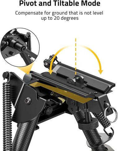 CVLIFE 6-9 بوصة من ألياف الكربون بندقية Bipod، Bipods إمالة محورية للبنادق مع محول متوافق مع Mlok Swivel Bipod للصيد والرماية in Saudi Arabia