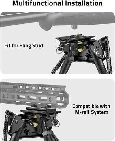 CVLIFE 6-9 بوصة من ألياف الكربون بندقية Bipod، Bipods إمالة محورية للبنادق مع محول متوافق مع Mlok Swivel Bipod للصيد والرماية in Saudi Arabia
