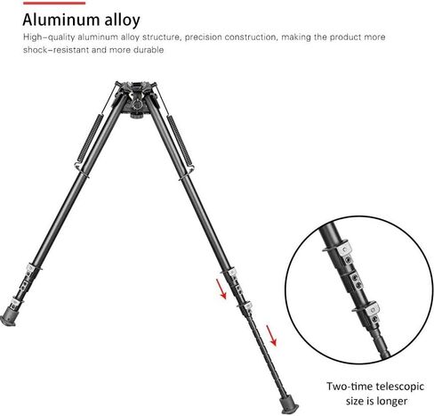 بندقية صيد تكتيكية 15-27 بوصة Bipod محور إمالة Bipod + رافعة قفل S للصيد طويل المدى، أسود in Kuwait