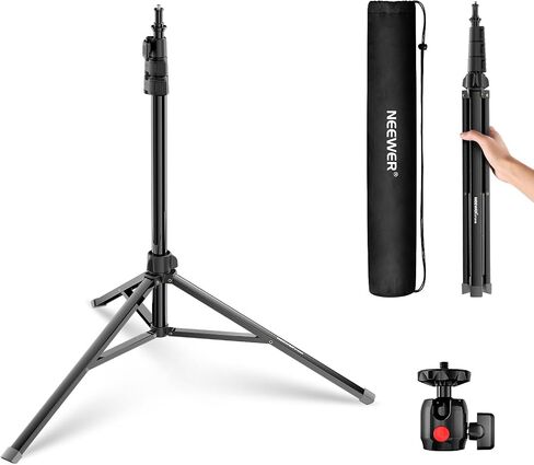 Neewer Heavy Duty Light Stand, Aluminum Alloy 13ft/4m Adjustable Photography Tripod Stand with Built-in Spring Cushion and 1/4" Screw for Studio LED Light, DSLR Camera, Max Load: 22lb/10kg - Black in Saudi Arabia