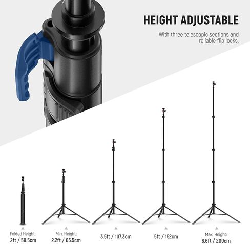 Neewer Heavy Duty Light Stand, Aluminum Alloy 13ft/4m Adjustable Photography Tripod Stand with Built-in Spring Cushion and 1/4" Screw for Studio LED Light, DSLR Camera, Max Load: 22lb/10kg - Black in Saudi Arabia