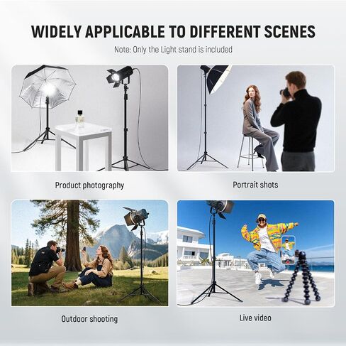 Neewer Heavy Duty Light Stand, Aluminum Alloy 13ft/4m Adjustable Photography Tripod Stand with Built-in Spring Cushion and 1/4" Screw for Studio LED Light, DSLR Camera, Max Load: 22lb/10kg - Black in Saudi Arabia