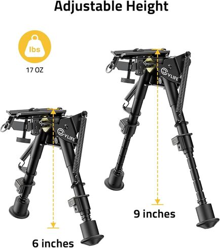 CVLIFE 6-9 بوصة من ألياف الكربون بندقية Bipod، Bipods إمالة محورية للبنادق مع محول متوافق مع Mlok Swivel Bipod للصيد والرماية in Saudi Arabia