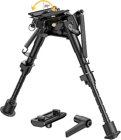 CVLIFE Rifle Bipod Pivot Tilting Bipods for Rifles with M-Rail Adapter | Pivot Bipod Carbon Fiber 6-9 Inches Sling Stud Bipod with Detachable S Lock Lever in Saudi Arabia