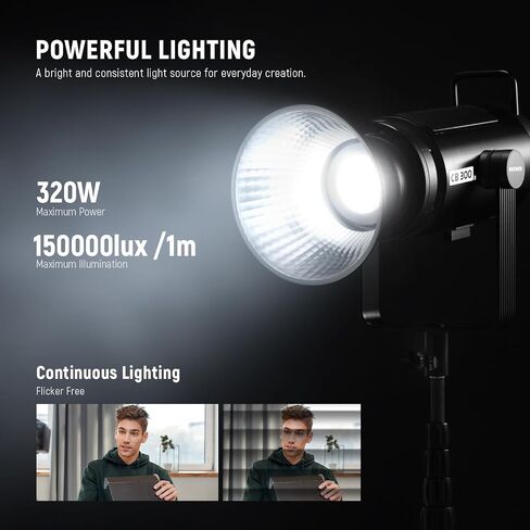 نيوير مصباح فيديو LED CB200B 210 واط مع جهاز تحكم عن بعد 2.4 جيجا/تطبيق، مصباح معدني بالكامل ثنائي اللون سي او بي مستمر مع حامل بوينز 90000 لوكس/1 متر 2700-6500 كلفن CRI/TLCI97+ 12 تاثير لتسجيل in Kuwait