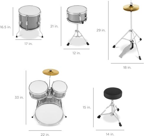 Best Choice Products Kids Drum Set 5-Piece 16in Beginner Drum Set Junior Drum Kit, Starter Percussion Set w/Cymbals, Pedal, Drumsticks, Stool, Toms, Snare, Hi Hat - Blue in Kuwait