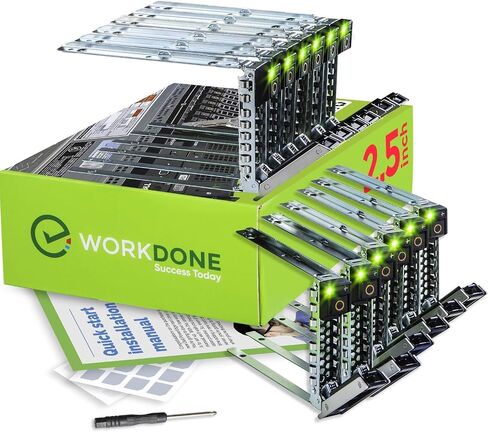 WORKDONE 12-Pack 2.5" SFF Caddy - fits Dell PowerEdge 17-14th Gen DXD9H | Only for smaller 2.9" Wide Hot-Swap Bay, R650 R750 R750xa R6515 R6525 R7515 R7525, R440 R640 R740 R840, Tray Sled, Manual in Kuwait