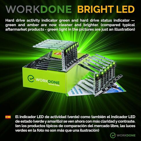 WORKDONE 12-Pack 2.5" SFF Caddy - fits Dell PowerEdge 17-14th Gen DXD9H | Only for smaller 2.9" Wide Hot-Swap Bay, R650 R750 R750xa R6515 R6525 R7515 R7525, R440 R640 R740 R840, Tray Sled, Manual in Kuwait