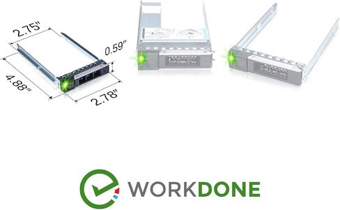 WORKDONE 12-Pack 2.5" SFF Caddy - fits Dell PowerEdge 17-14th Gen DXD9H | Only for smaller 2.9" Wide Hot-Swap Bay, R650 R750 R750xa R6515 R6525 R7515 R7525, R440 R640 R740 R840, Tray Sled, Manual in Kuwait