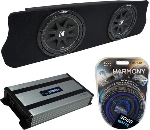 Harmony Audio متوافق مع 1994-2004 Ford Mustang Coupe Kicker Bundle Comp C10 Dual 10 بوصة صندوق فرعي مخصص وHarmony HA-A800.1 Amp in Saudi Arabia